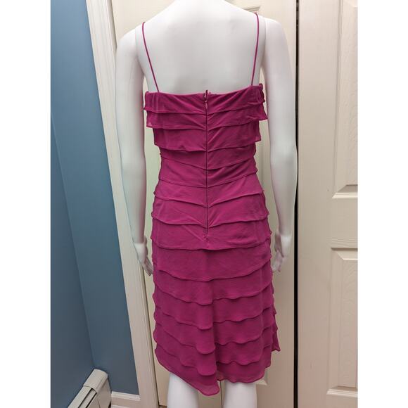 Tadashi Shoji Dress Size 2 Silk Barbiecore Knee Length Party Wedding Guest - Picture 7 of 16